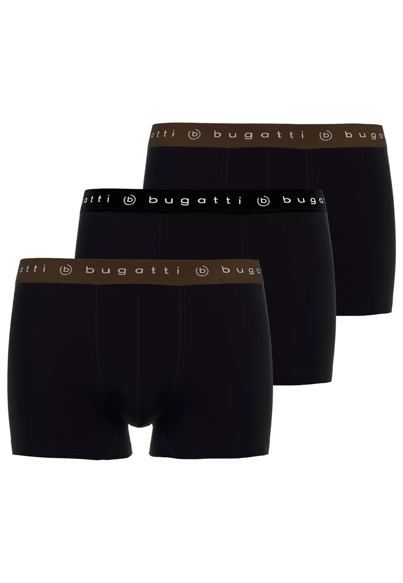 BUGATTI Comfort Pants, 3er Pack schwarz-mittel-uni