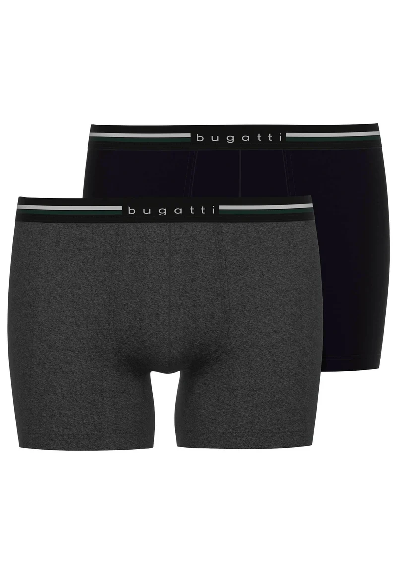 BUGATTI Long Pants 2er Pack schwarz-dunkel-melange
