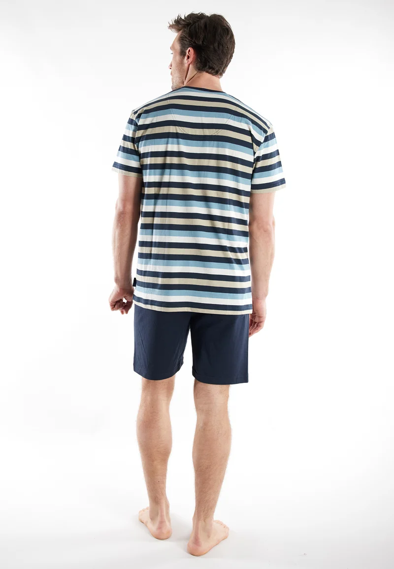 Short Lounge Set, V-A., blau-mittel-Ringel