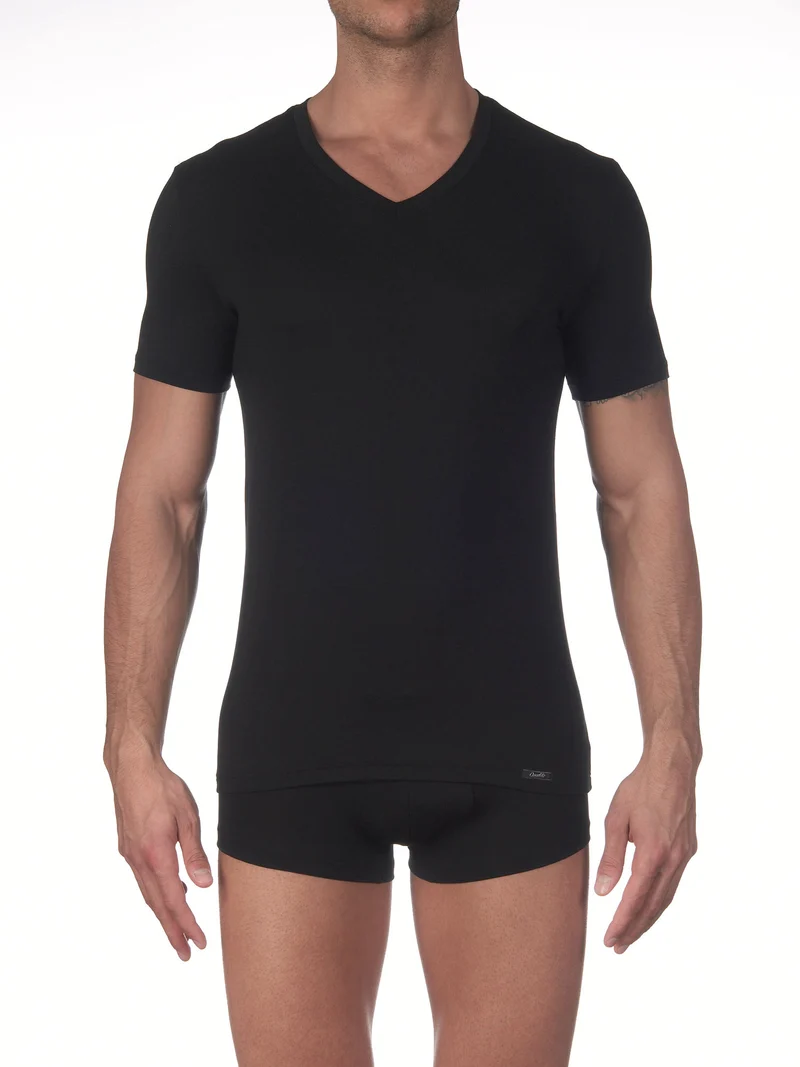 T-Shirt, V-Neck, STRETCH JERSEY
