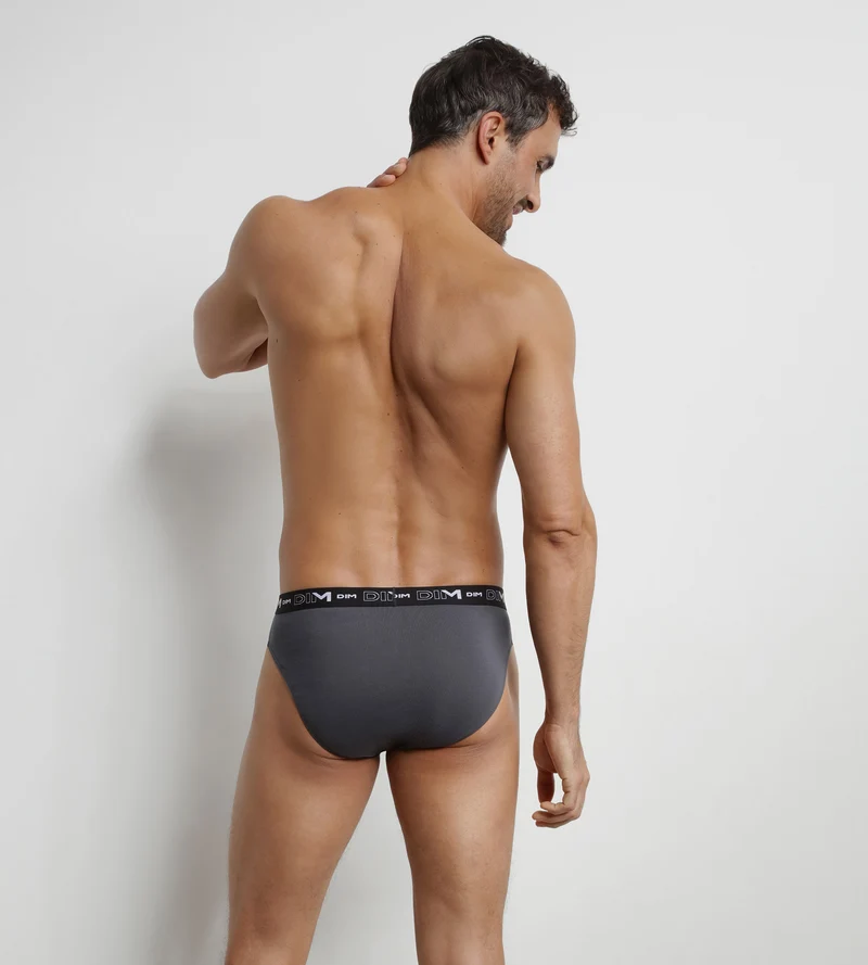 3er-Pack Herren-Slips Schwarz Grau Dim Stretch-Baumwolle