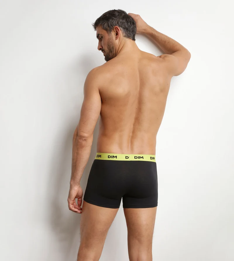3er-Pack schwarze Boxershorts für Herren mit farbigem Bund Magenta Mix & Colors