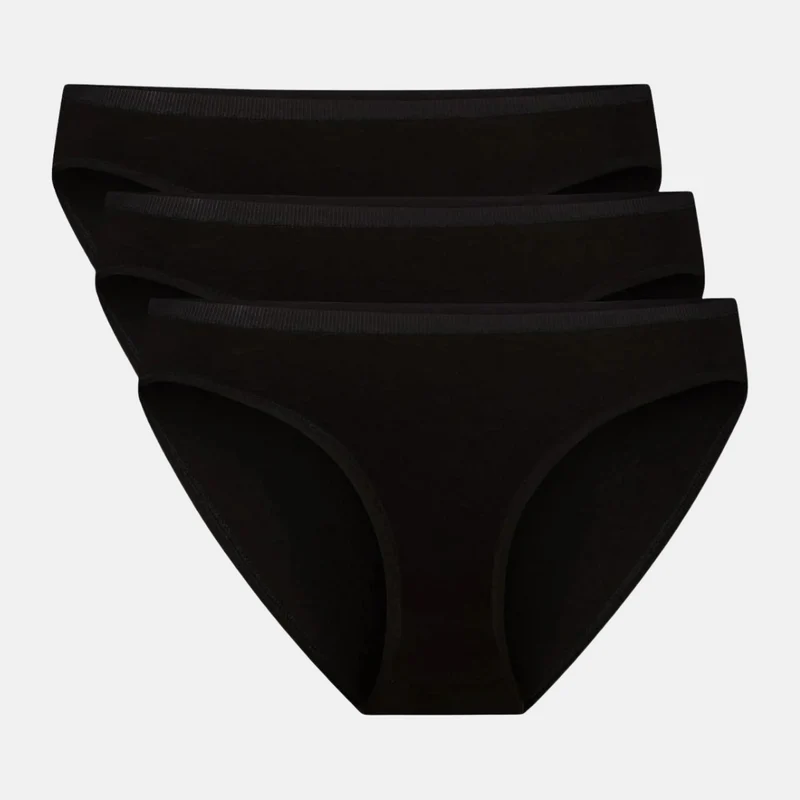 3er Pack Bambus Tai Panty schwarz