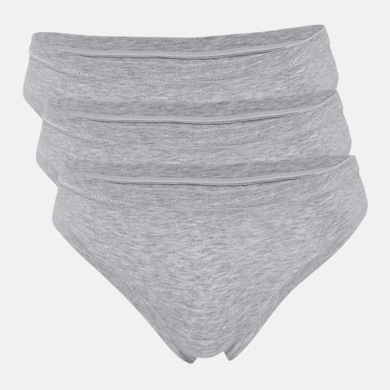 3er Pack Bambus G-String Panty grau