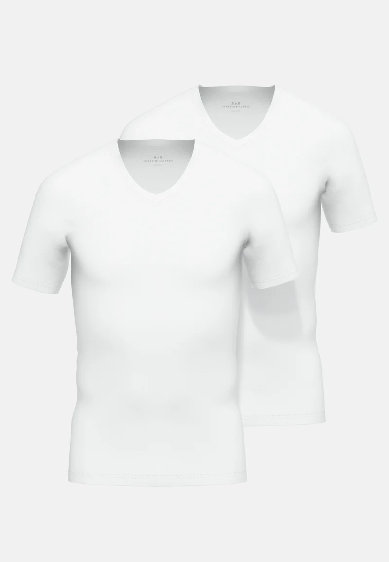 GÖTZBURG Shirt, 1/2, V-Ausschnitt 2er Pack weiss