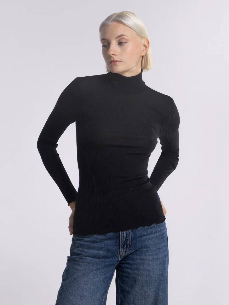 Langarm-Shirt mit Turtleneck-Kragen WOOL AND SILK
