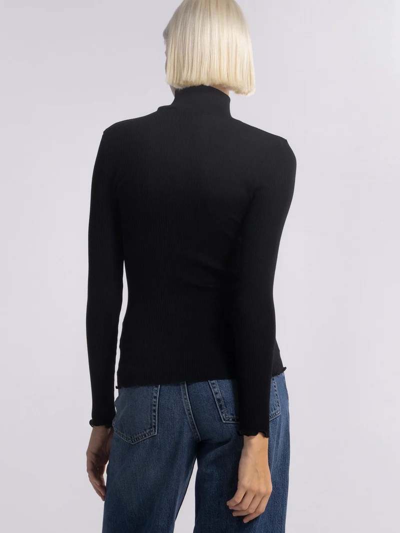 Langarm-Shirt mit Turtleneck-Kragen WOOL AND SILK