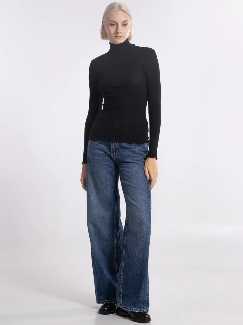 Langarm-Shirt mit Turtleneck-Kragen WOOL AND SILK