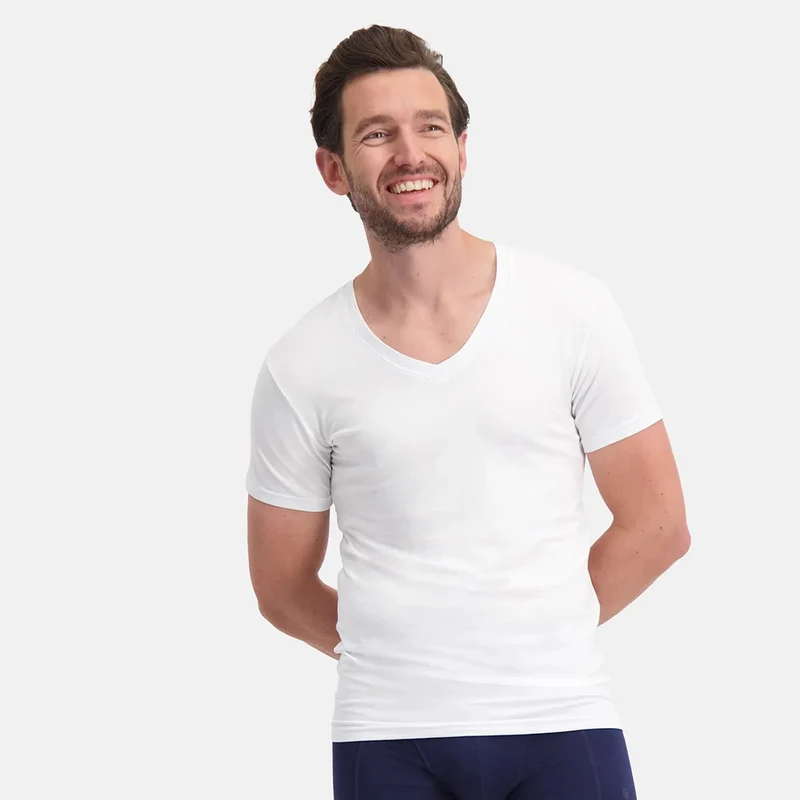 2er-Pack Weißes schmal geschnittenes Bambus-T-Shirt