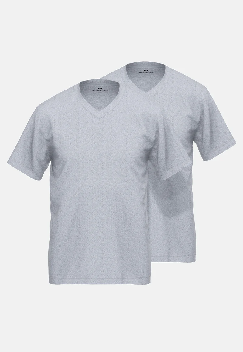 GÖTZBURG Shirt, 1/2, V-Ausschnitt 2er Pack grau-mittel-melange