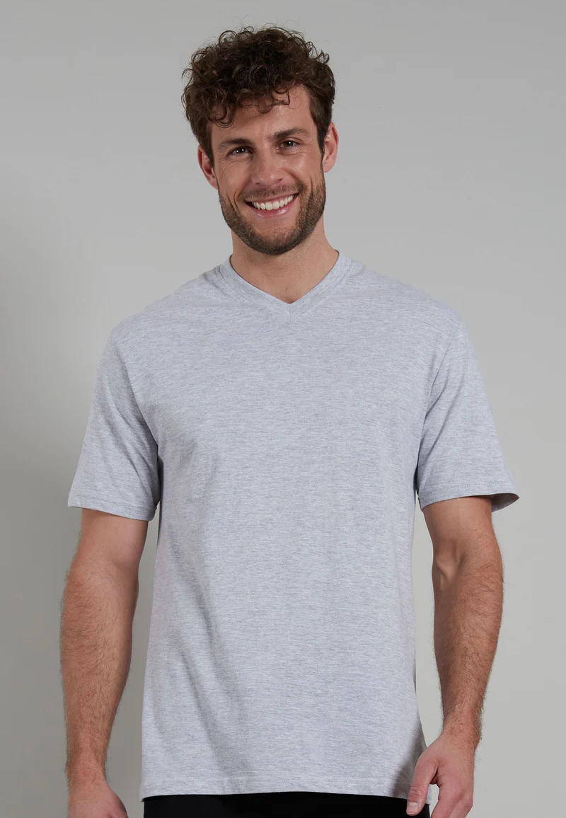 GÖTZBURG Shirt, 1/2, V-Ausschnitt 2er Pack grau-mittel-melange