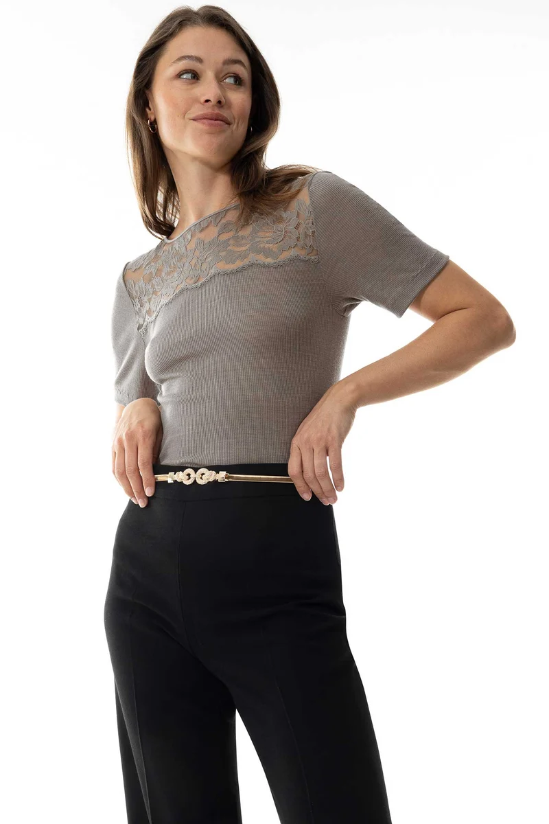 T-Shirt mit Spitze, WOOL LOVE