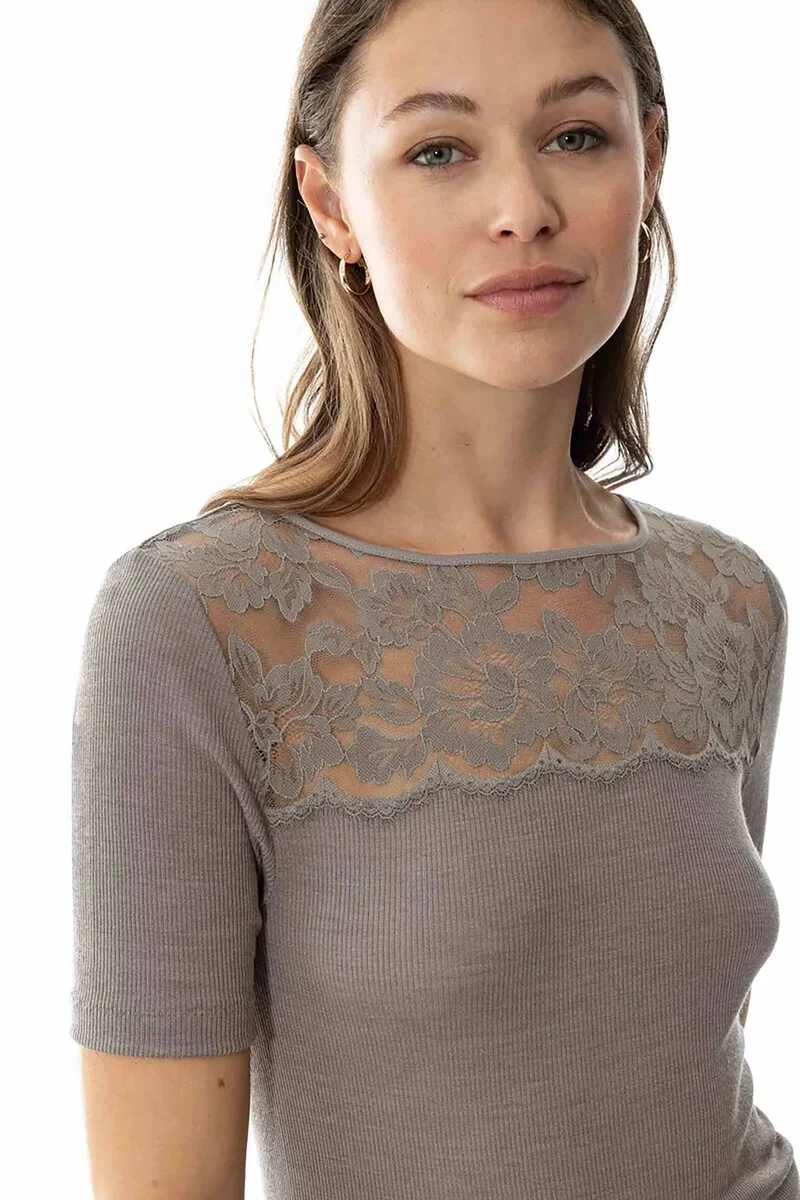 T-Shirt mit Spitze, WOOL LOVE