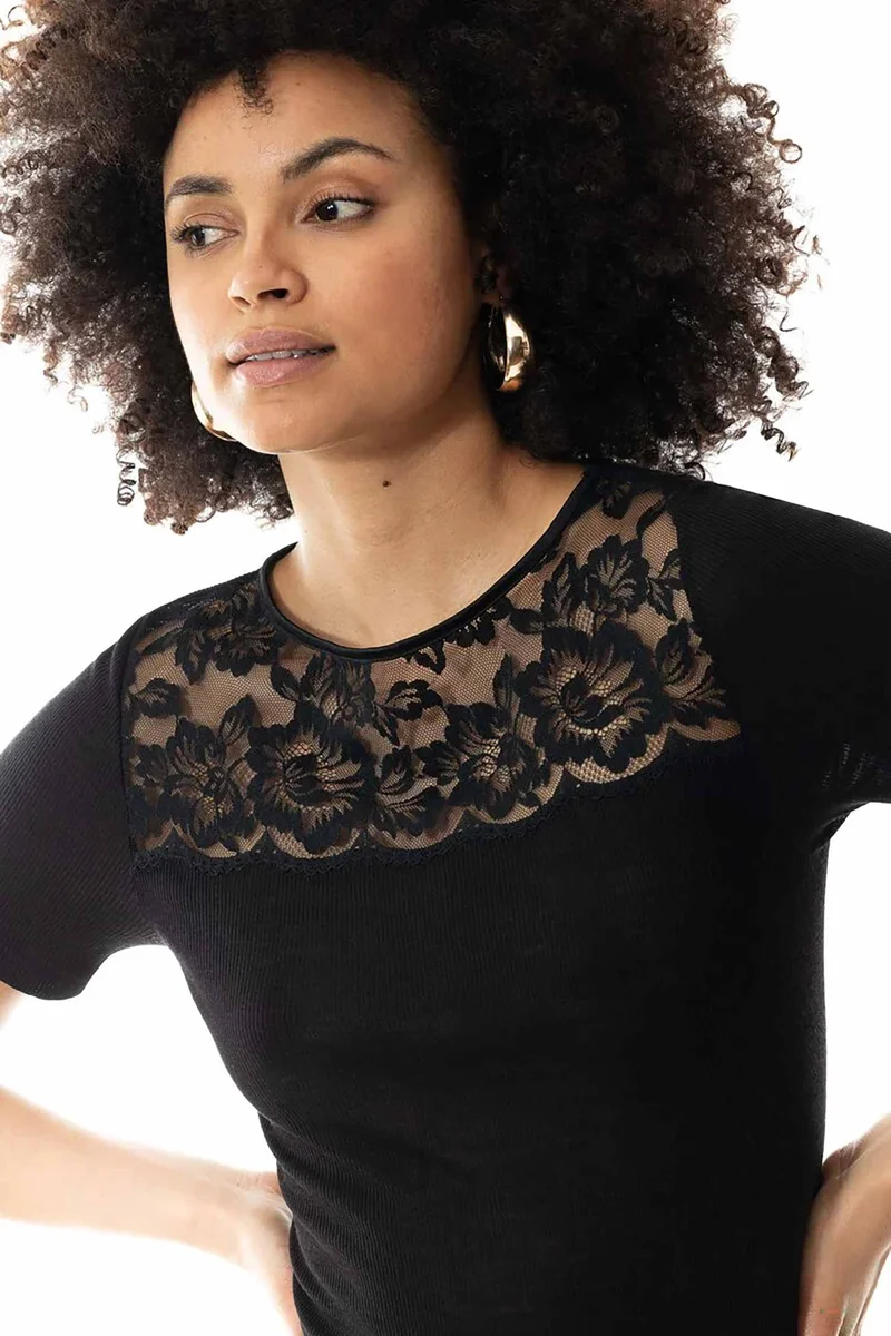 T-Shirt mit Spitze, WOOL LOVE