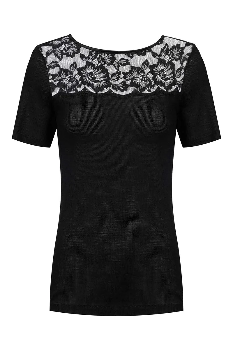 T-Shirt mit Spitze, WOOL LOVE