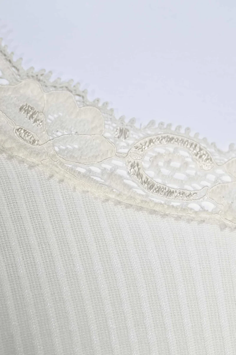 Rundhals-T-Shirt mit Spitze, WOOL AND SILK