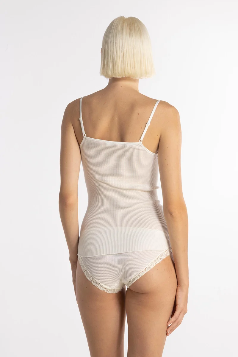Spaghetti-Top mit Spitze, WOOL AND SILK