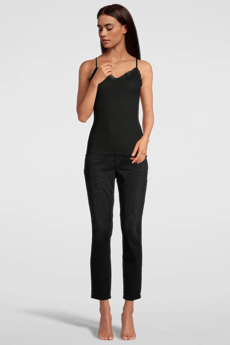 Spaghetti-Top mit Spitze, WOOL AND SILK