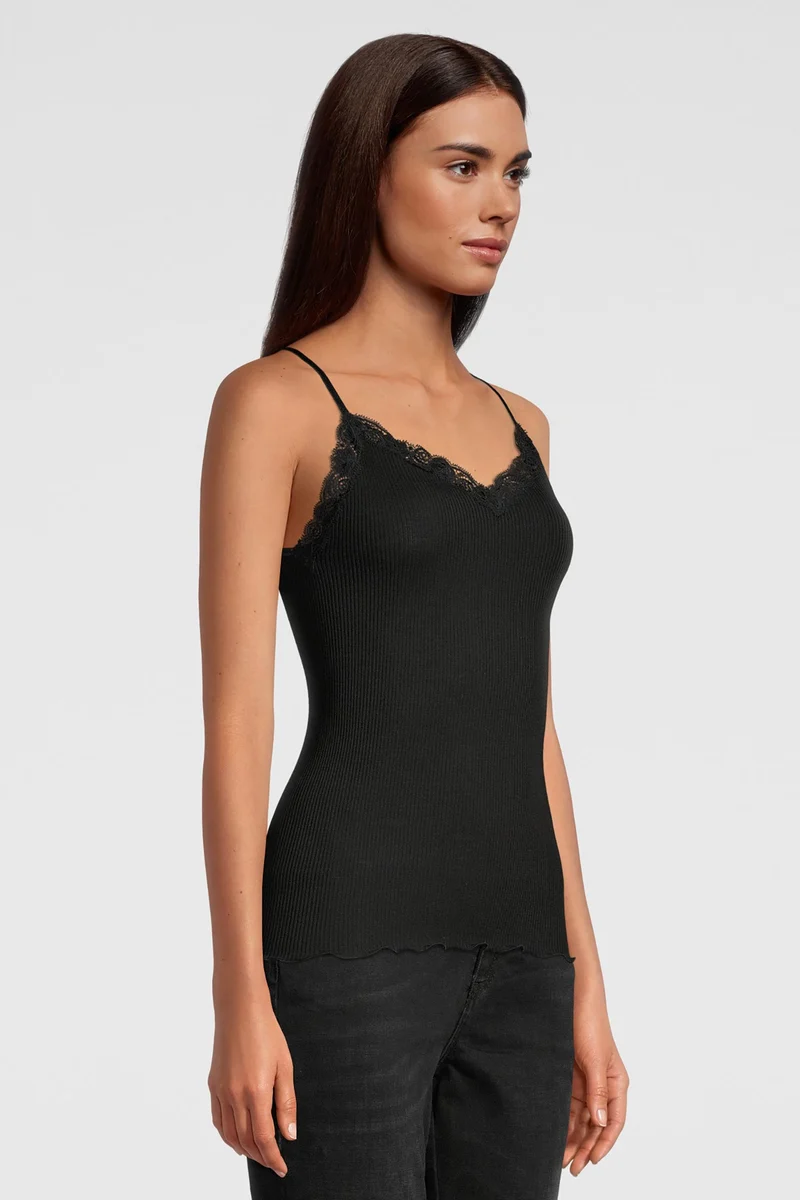 Spaghetti-Top mit Spitze, WOOL AND SILK