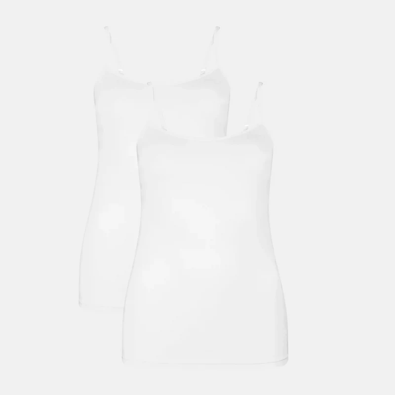2er Pack Weißes Bambus Tank Top mit dünnen Trägern