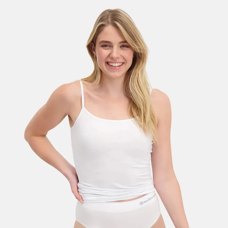 2er Pack Weißes Bambus Tank Top mit dünnen Trägern