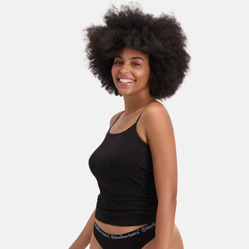 2er Pack Schwarzes Bambus Tank Top mit dünnen Trägern
