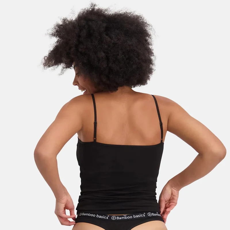 2er Pack Schwarzes Bambus Tank Top mit dünnen Trägern