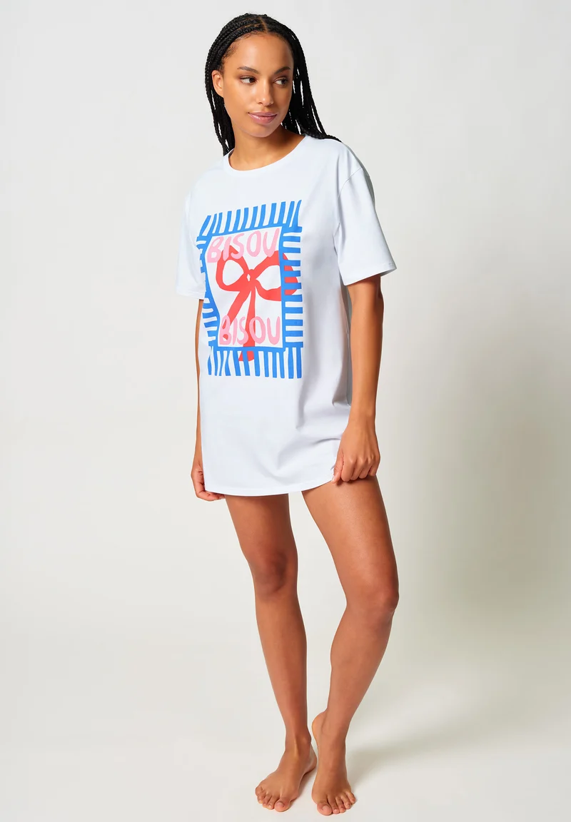 Night In Skiny 02 Sleepshirt short sleeve | white 087255-080500