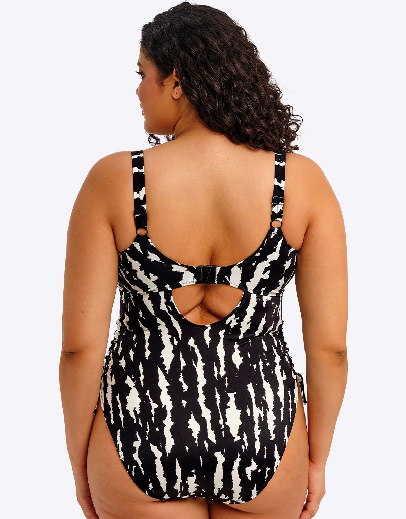 Elomi Echo Shell Non-Wired Swimsuit Black/White Print