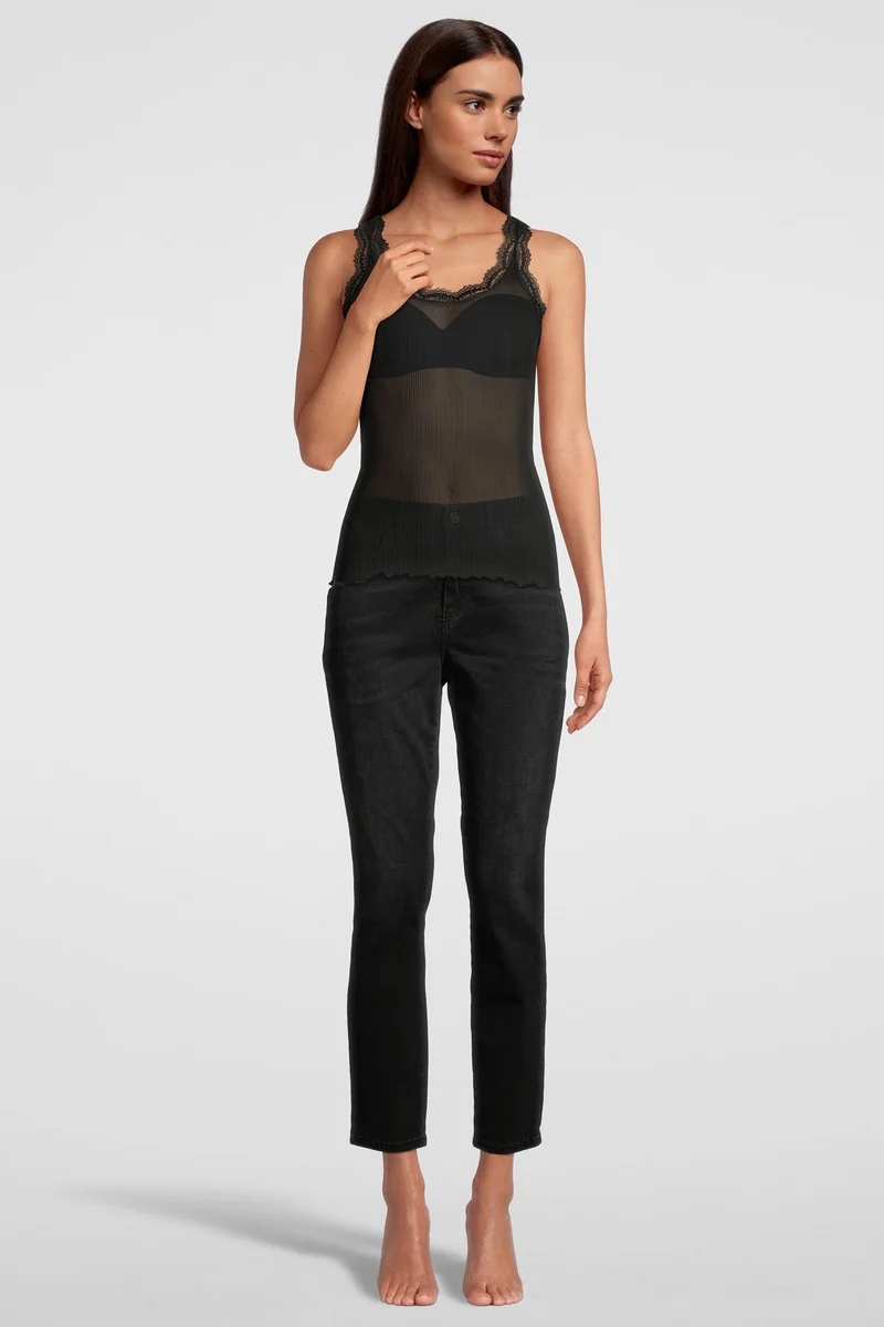 Tank-Top mit „Dentelle de Calais®“-Spitze, PURE SILK