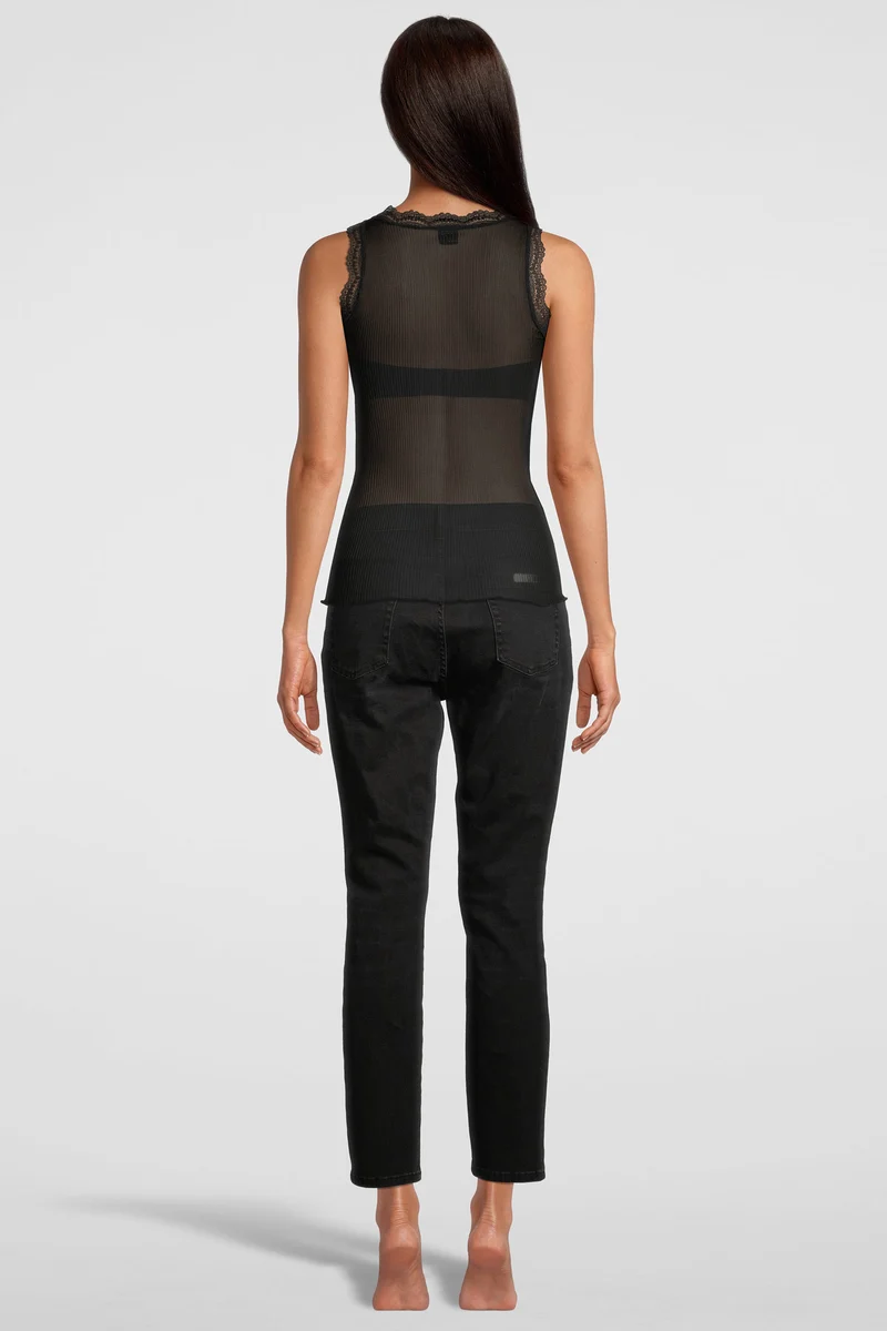 Tank-Top mit „Dentelle de Calais®“-Spitze, PURE SILK