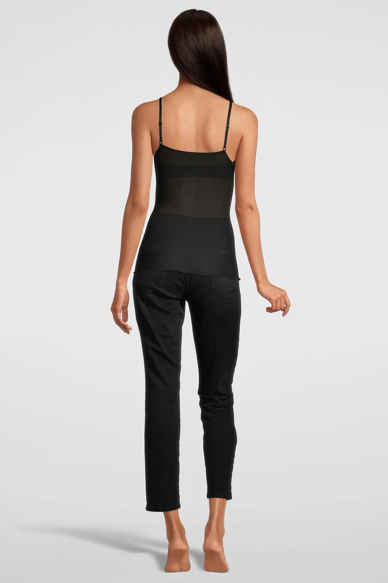 Spaghetti-Top, V-Neck mit „Dentelle de Calais®“-Spitze, PURE SILK