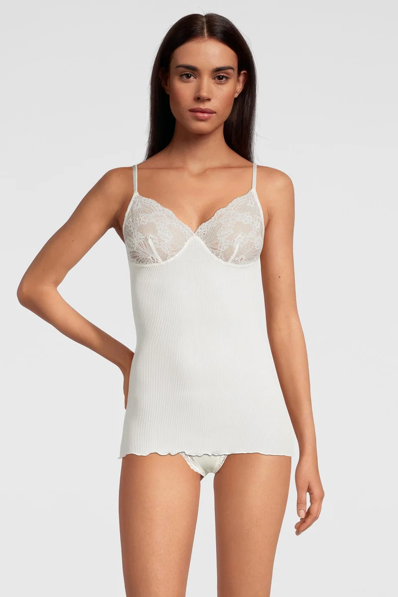 Spaghetti-Top mit BH, PURE SILK