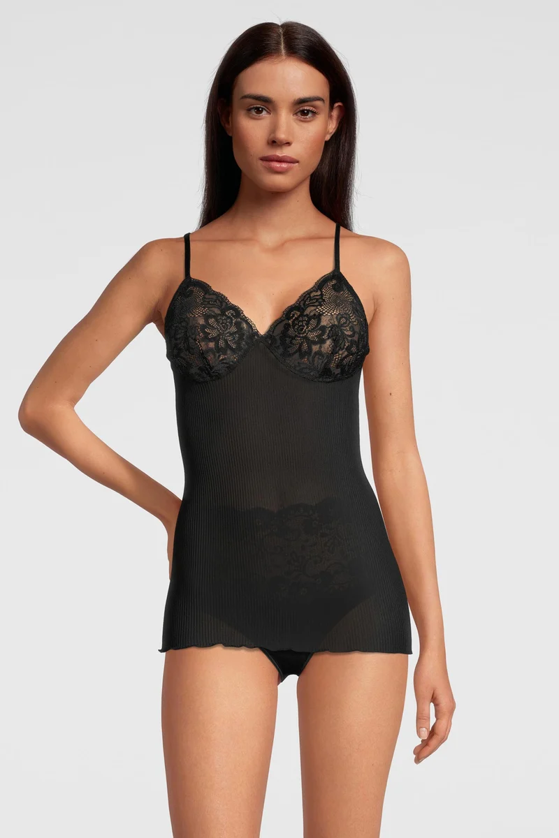 Spaghetti-Top mit BH, PURE SILK