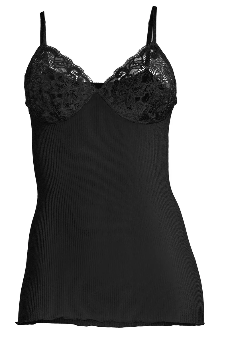 Spaghetti-Top mit BH, PURE SILK