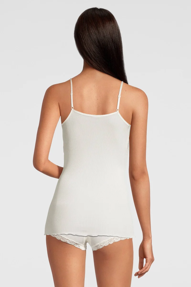 Spaghetti-Top mit Leavers-Spitze, PURE SILK
