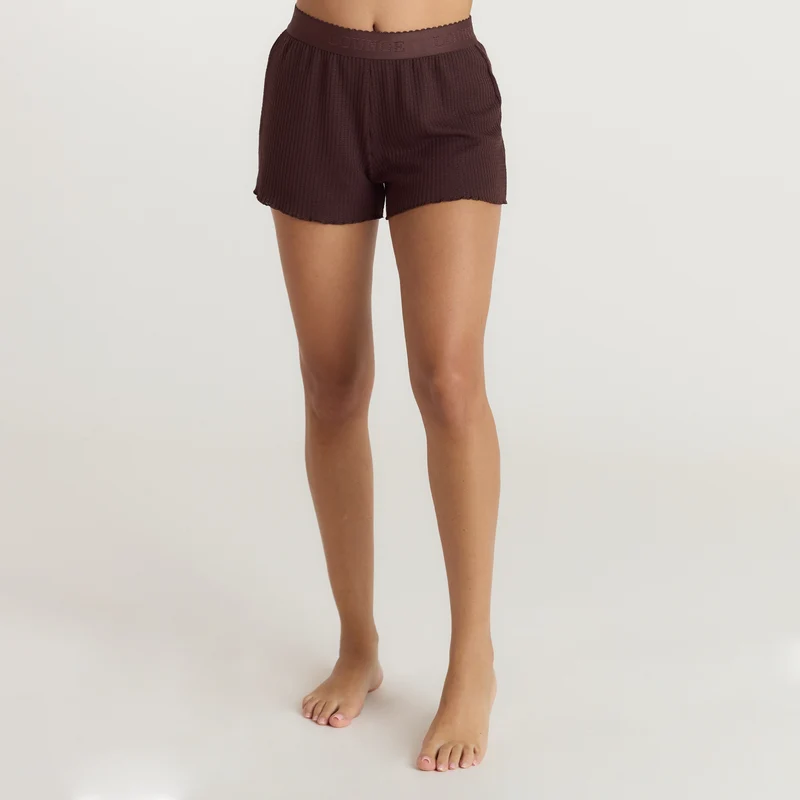 Soft Waffle Pyjama Shorts - Dark Chocolate