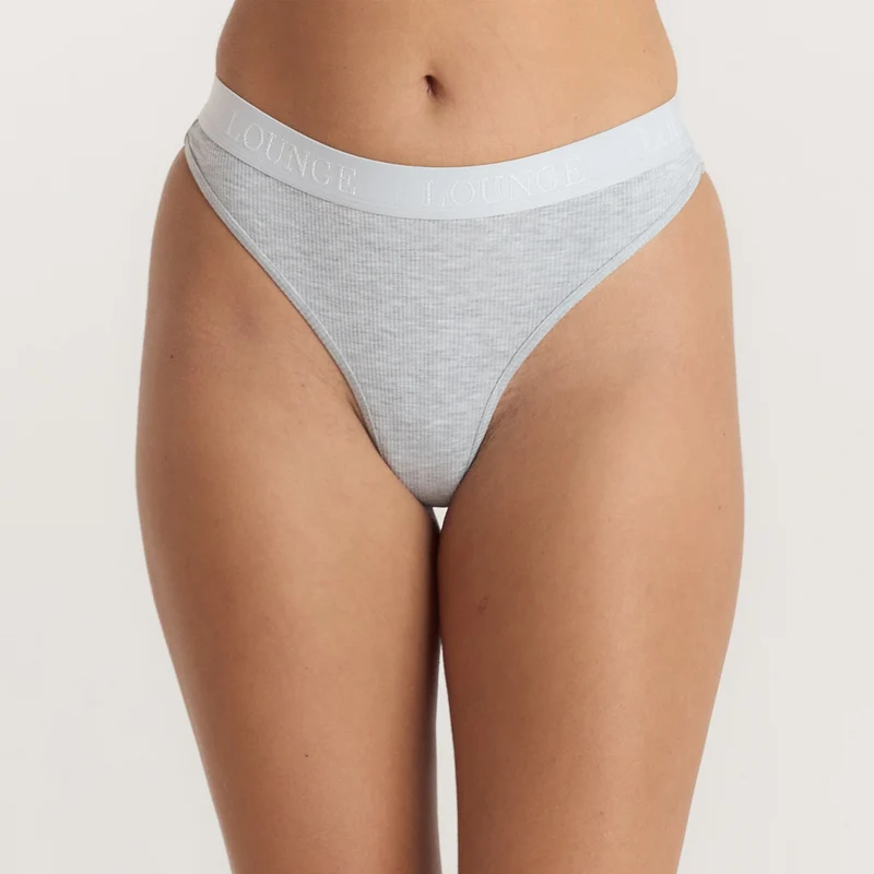 Soft Ribbed Thong - Grey Marl