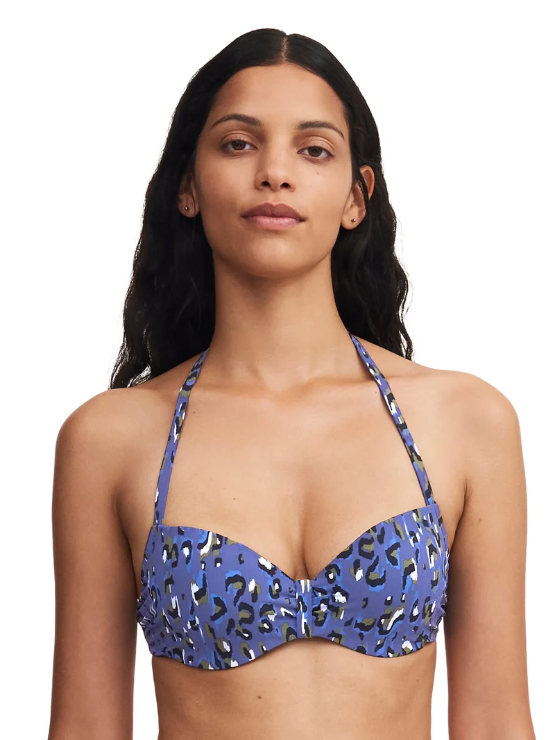 Chantelle Bademode – Eos Halbschalen-Memory-BH mit blauem Leopardenmuster