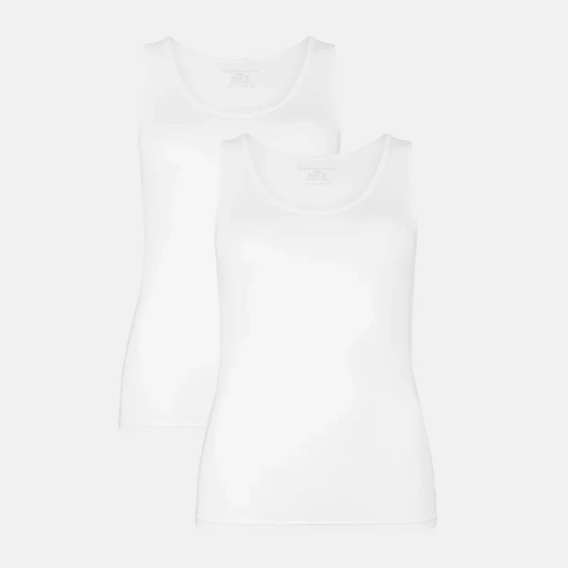 2er-Pack: Weißes Bambus-Tanktop mit breiten Trägern