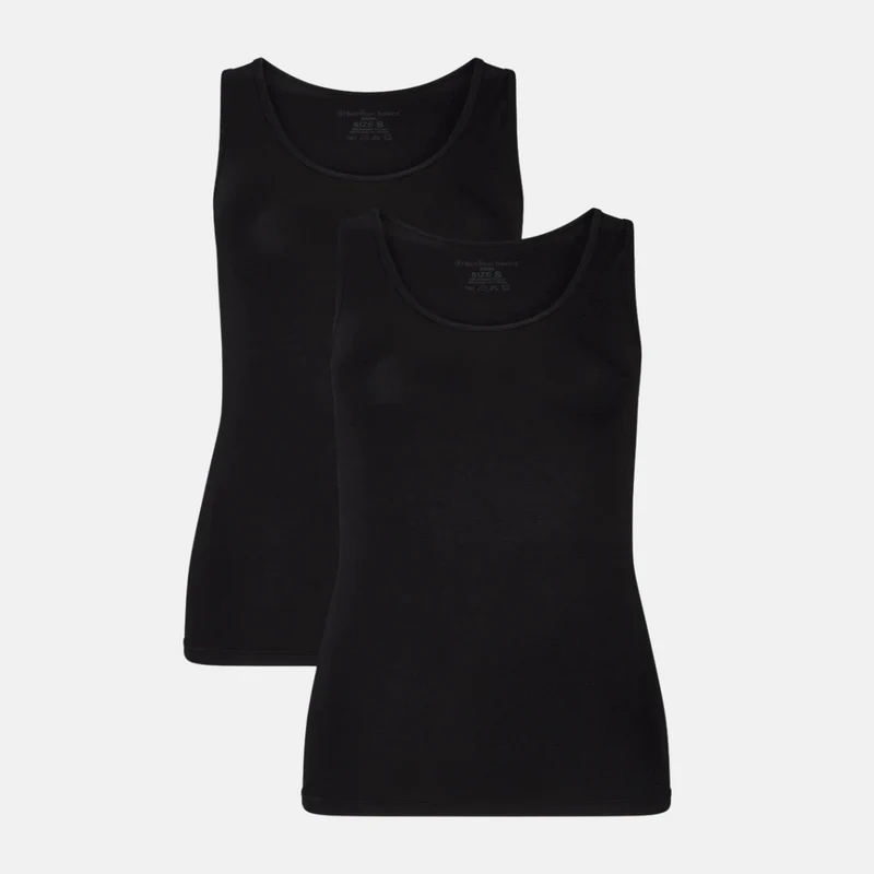2er-Pack: Schwarzes Bambus-Tanktop mit breiten Trägern