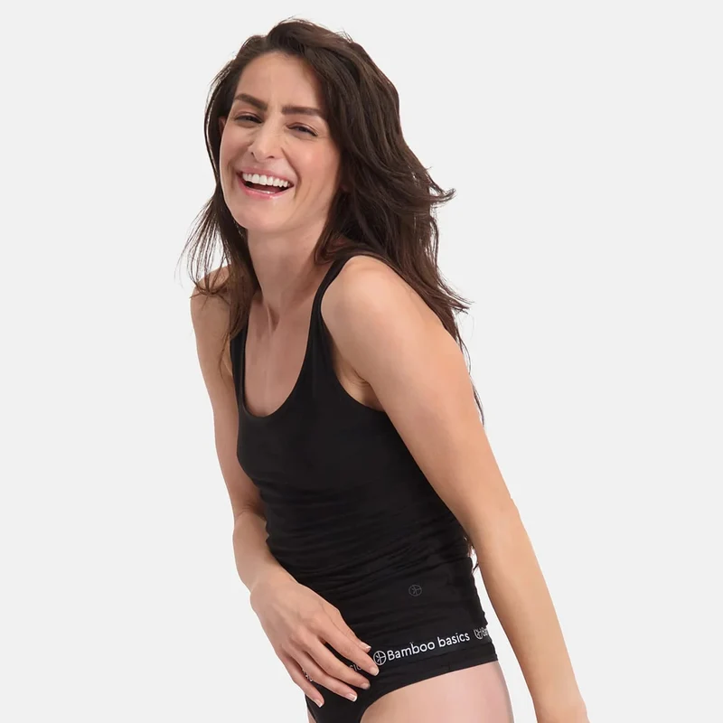 2er-Pack: Schwarzes Bambus-Tanktop mit breiten Trägern