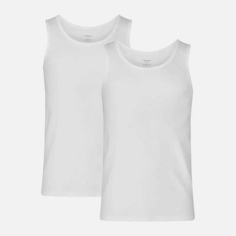 2er Pack Weißes geripptes Bambus Tank Top