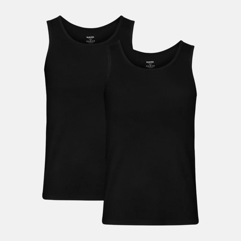 2er Pack Schwarzes geripptes Bambus Tank Top