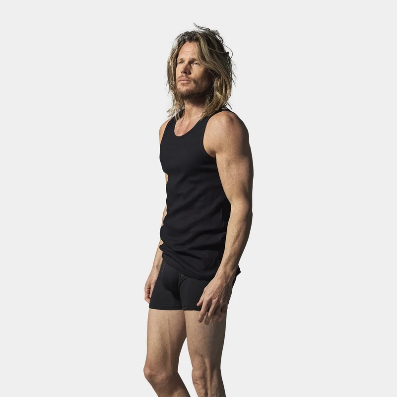 2er Pack Schwarzes geripptes Bambus Tank Top