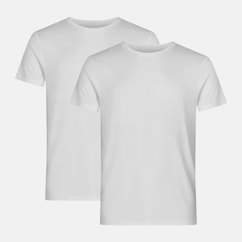 2er-Pack weiße Slim Fit Bambus-T-Shirts