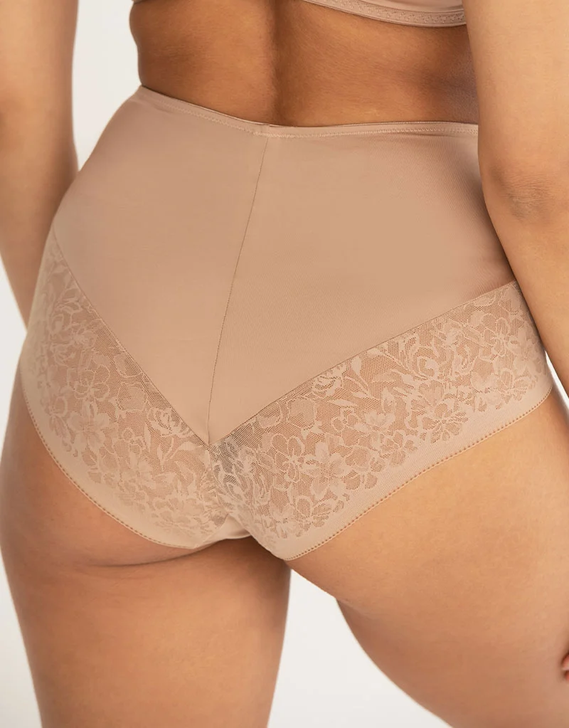 Pour Moi Effortless No VPL Light Control Lace Deep Brief Toffee