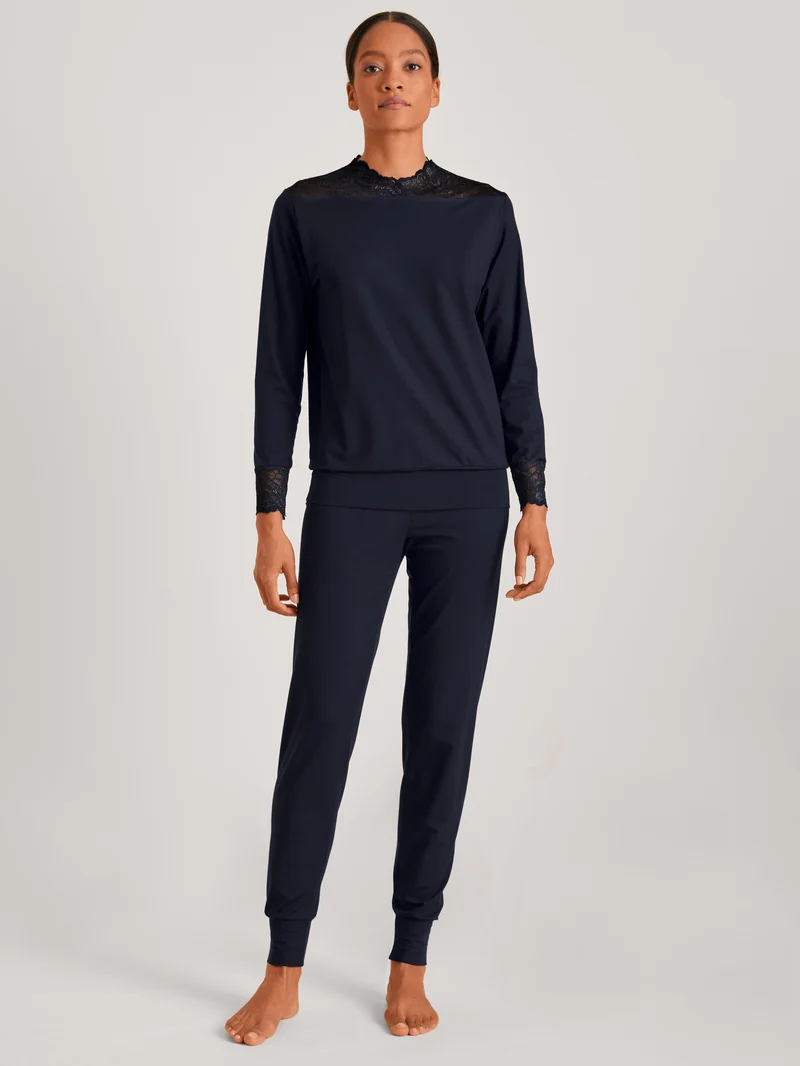 DAMEN Pyjama mit Bündchen