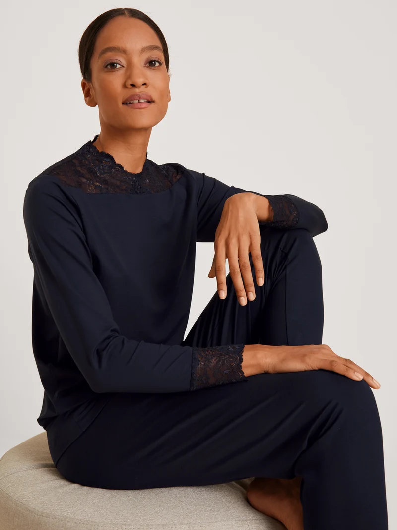 DAMEN Pyjama mit Bündchen