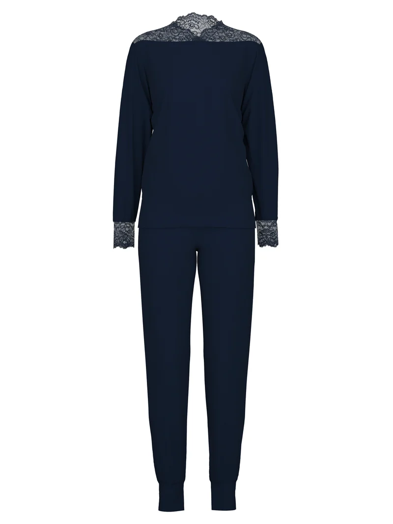 DAMEN Pyjama mit Bündchen